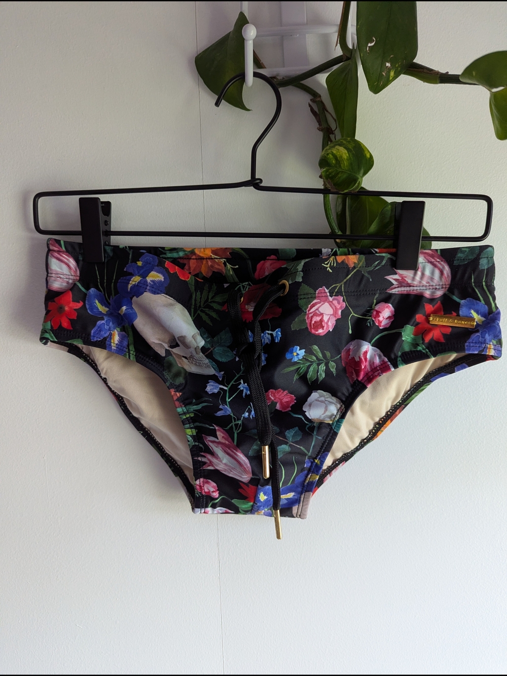 Men's Floral Swim Trunks - Skull & Bones